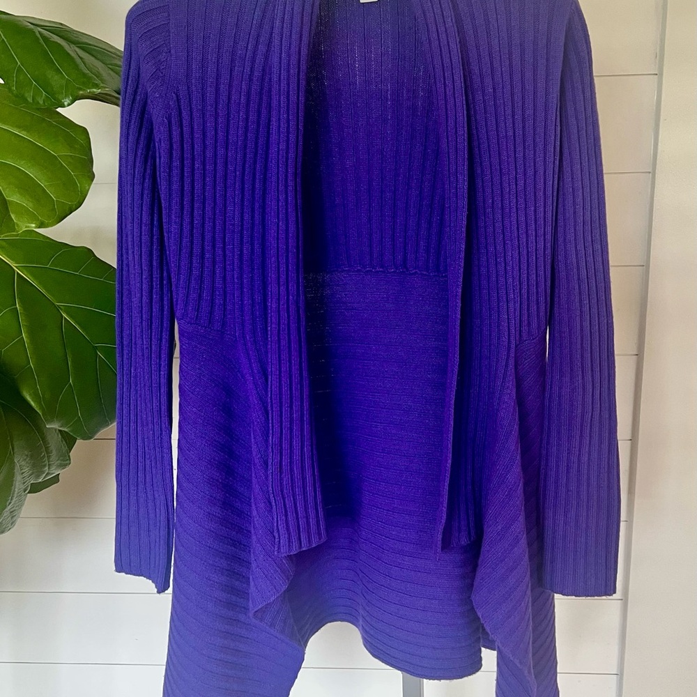 Autumn Cashmere Purple Ribbed Cashmere Blend Cardigan - Picture 2 of 3